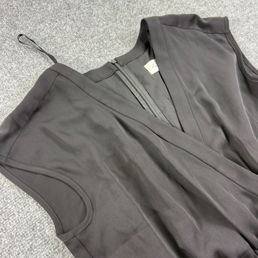 Eliza J Jumpsuit Size 8 Black Surplice V-Neck Wide Leg Cap Sleeve Women's